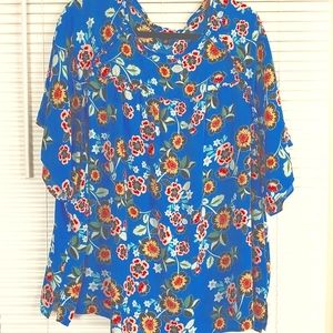 Zac & Rachel Woman ss blue flower shirt